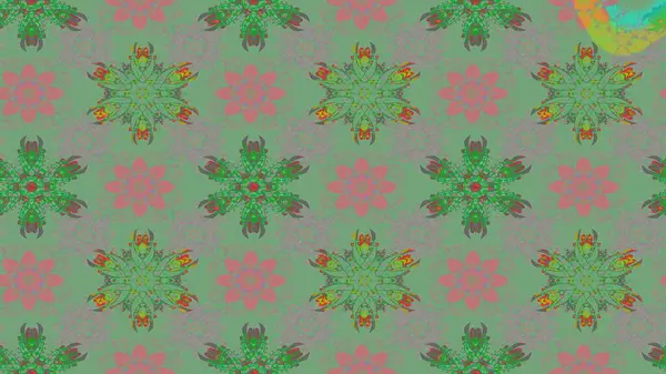 Çiçekli karalama şeklinde Raster çiçek deseni. Nazik, narin çiçek arkaplanı. Yeşil renkte çiçekler.