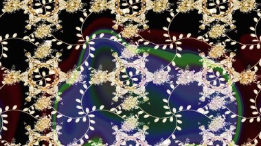 Siyah renkli çiçekler. Düz Çiçek Elementleri Tasarımı. Raster illüstrasyonundaki çiçek desenli çizim. Renkli Bahar Teması çizim şablonu.