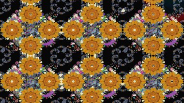 Düz Çiçek Elementleri Tasarımı. Çocuk stili. Renkli Bahar Teması eskiz kalıbı. Çiçekli çizim raster arkaplanı.