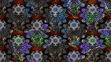 Renkli Bahar Teması eskiz kalıbı. Düz Çiçek Elementleri Tasarımı. Raster Modaya uygun kumaş deseni. Siyah renkli şirin çiçek deseni.