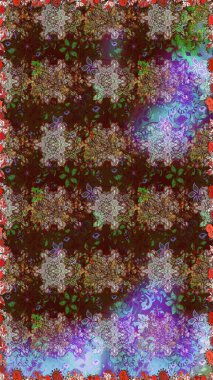 Raster düz çiçekleri pürüzsüz desen. Hediye ambalaj kağıdı, tebrik kartları, posterler ve pankart tasarımı. Kahverengi ve nötr renkte çiçekler.