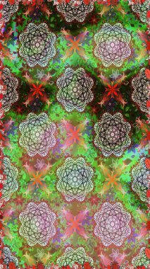 El çizimi. Yeşil ve nötr renklerde çiçekler. Suluboya çizimi. Çiçeklerle kusursuz desen.