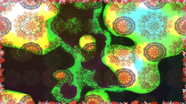 Ağaç dallı bahar çiçekleri ile desen, çiçek siluetiyle yeşil renkler. Raster deseni.