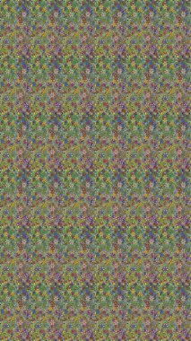 Raster illüstrasyonunda kusursuz çiçek deseni. Yeşil ve kahverengi renkte çiçekler.