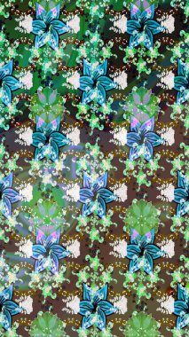 Yeşil renkler üzerine çiçek desenli çizimler, el yapımı papatyalar, papatyalar. Tekrarlayan çiçek arkaplanı, zarif yeşil çiçek duvar kağıdı.