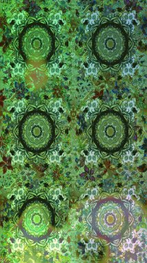 Yeşil renklerde ve altın elementlerle kusursuz klasik desen. Noel, kar tanesi, yeni yıl. Yeşil renklerdeki altın desenli altın elementler.