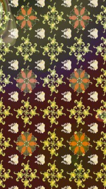 Kahverengi ve yeşil renkli çiçekler. Çizim çiçek deseni duvar kâğıdı olarak kullanılabilir. Raster illüstrasyonu.