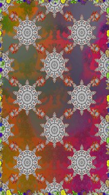 Tekstil için dikişsiz suluboya desen. Şirin çiçekli, desenli, kahverengi ve gri renklerde renksiz desenler. El çizimi çiçek pürüzsüz desen (taş)).