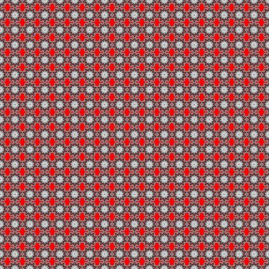 Raster Mandala. Siyah, gri ve kırmızı renklerde renkli yuvarlak süs deseni.