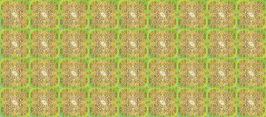 Şam, tasarım için kusursuz desen. Yeşil, bej ve nötr renklerde altın elementli raster pürüzsüz desen.