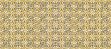 Doğum günü kartı, davetiye ya da afiş için iyidir. Dekoratif simetri arabesk. Renkli altın. Raster illüstrasyonu. Kusursuz ortaçağ çiçek desenleri..