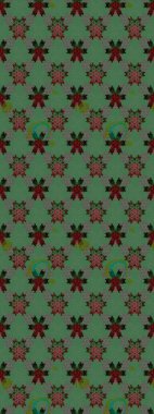 Çizim çiçek deseni duvar kâğıdı olarak kullanılabilir. Raster illüstrasyonu. Yeşil renkte çiçekler.