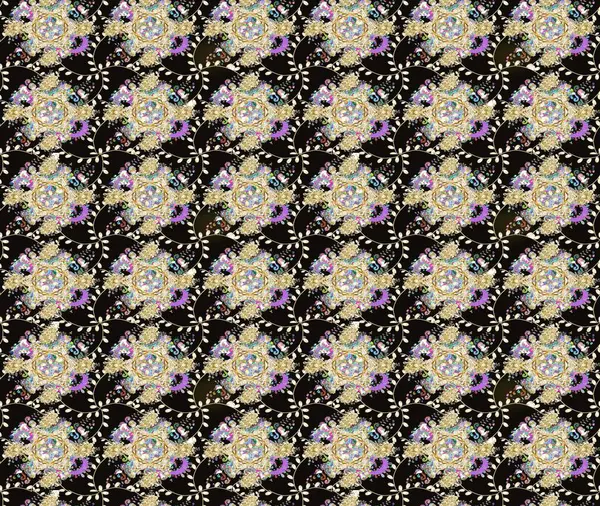 Kabile sanatı boho baskısı, klasik çiçek arkaplanı. Soyut etnik raster çizim kalıbı. Arkaplan dokusu, duvar kağıdı, siyah renkli çiçek teması.