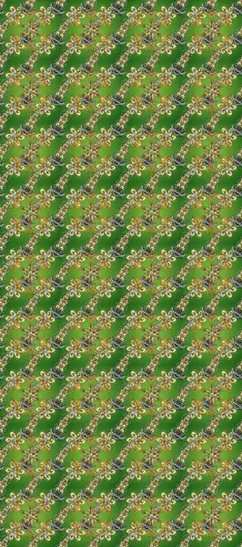 Barok tarzında altın çiçekli süs. Doku arka planında altın duvar kâğıdı. Damask kusursuz yinelenen arkaplan. Yeşil, bej ve kahverengi renklerde altın element.