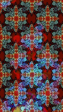 Suluboya çiçekli çiçek deseni. Kırmızı renkte güzel bir tekstil. Raster illüstrasyonu.