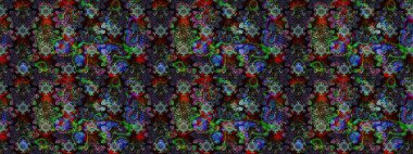 Çizgi çizimi kalıbı. Şirin çiçekler. Raster Moda kumaş deseni.