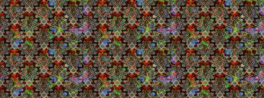 Organik motif arka planı. Ultraviyole kumaş deseni. Raster illüstrasyonu. Çizim deseni.