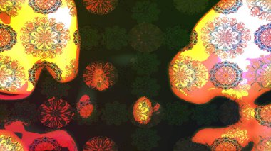 Tropik çiçek desenleri. Raster illüstrasyonu. Gri renkli çiçekler.