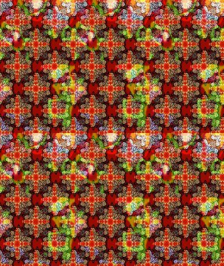 Moda baskıları için zarif bir şablon. Modern çiçek arkaplanı. Parlak renkli çiçekli ve kırmızı yapraklı harika bir çiçek deseni. Halk stili.