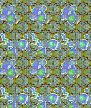 Yeşil renklerde. 3D çiçekler, eskiz. Raster illüstrasyonu.