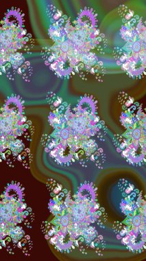 Düz Çiçek Elementleri Tasarımı. Asya tekstil tarzında. Güzel kumaş deseni. Renkli Bahar Teması eskiz kalıbı. Raster illüstrasyonu. Çiçek desenini çiz.