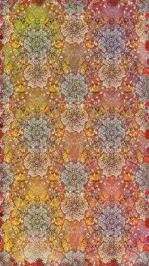 Kahverengi ve bej renkli çiçekler. Çiçekli karalama şeklinde Raster çiçek deseni. Nazik, narin çiçek arkaplanı.