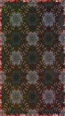 Gri ve kahverengi renkte güzel çiçekler, suluboya çiçek desenleri, duvar kağıdı, kart veya kumaş için fayanslı desenler. Raster..