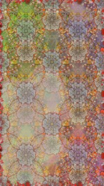 Kusursuz Chichi kumaş deseni. Çiçek deseni. Renkli Bahar Temalı Kusursuz Arkaplan. Raster illüstrasyonu. Düz Çiçek Elementleri Tasarımı.