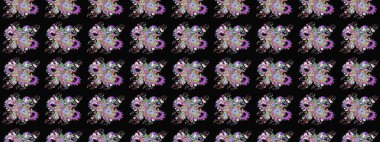 Varicoloblack Raster çizimi. Küçük çiçekteki sevimli çiçek deseni. Birçok siyah soyut çiçekli tropikal çizim deseni.