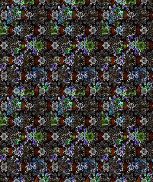 Küçük çiçekte hoş bir çiçek deseni var. Siyah renkler ve parlak çiçekler üzerine soyut çizim deseni. Çiçek elementli zarif raster dokusu..