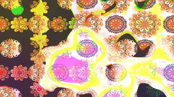 Raster düz çiçek çizim deseni. Hediye ambalaj kağıdı, tebrik kartları, posterler ve pankart tasarımı. Sarı renkte çiçekler.