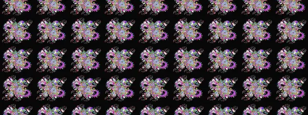 Varicoloblack Raster çizimi. Küçük çiçekteki sevimli çiçek deseni. Birçok siyah soyut çiçekli tropikal çizim deseni.
