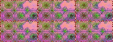 Pembe ve yeşil renkli çiçekler. Tişörtsüz arka plan deseni. Tropik çiçekler.