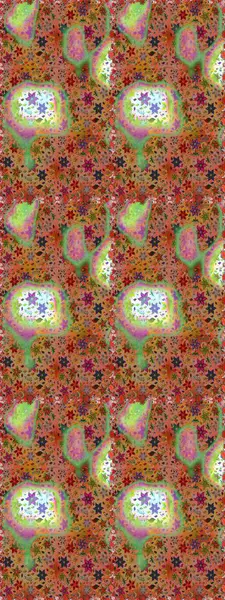 Çiçek desenli çizim. Raster illüstrasyonu. Asya tekstil tarzında. Kahverengi ve bej renkli çiçekler. Raster illüstrasyonu.