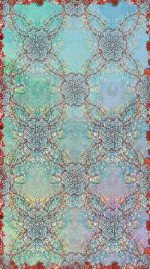 Çiçekli kusursuz retro desen. Mavi ve nötr renklerde çiçekler. Renkli Yaz Temalı Kusursuz Arkaplan. Düz Çiçek Elementleri Tasarımı.