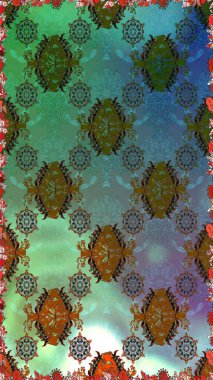 Küçük çiçekteki sevimli çiçek deseni. Raster illüstrasyonu. Soyut çiçek desensiz arkaplan. Raster deseni. Yeşil renklerde.