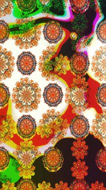 Kahverengi renkli çiçekler. Raster illüstrasyonunda çiçek deseni çizimi.