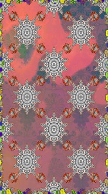 Raster düz çiçekleri pürüzsüz desen. Hediye ambalaj kağıdı, tebrik kartları, posterler ve pankart tasarımı. Pembe ve gri renkte çiçekler.