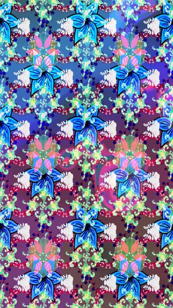 Robot resim. Raster illüstrasyonu. Küçük çiçekte sevimli çiçek deseni var..