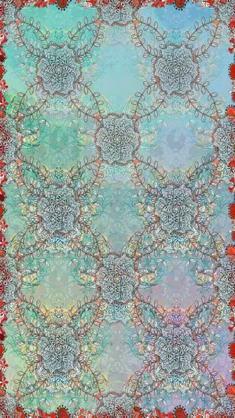 Çiçekli kusursuz retro desen. Mavi ve nötr renklerde çiçekler. Renkli Yaz Temalı Kusursuz Arkaplan. Düz Çiçek Elementleri Tasarımı.