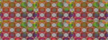 Çiçeklerle suluboya desenli çiçek deseni. Raster illüstrasyonu. Kahverengi ve gri renkli Asyalı tekstil.