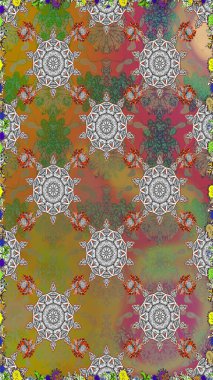 Çiçeklerle kusursuz desen. El çizimi. Suluboya çizimi. Gri ve kahverengi renkte çiçekler.