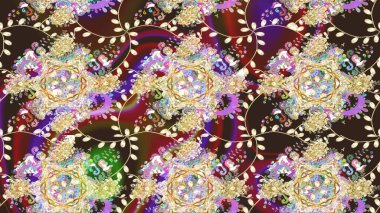 Millefleur 'lar. Küçük bej rengi, çiçekli oldukça eski bir bez çanta deseni. Tekstil, kumaş, kapaklar, duvar kağıtları, baskı, paket, koleksiyon defteri, örgü, dekupaj için çiçek arkaplanı..