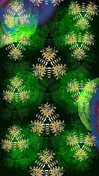 Çiçeksel elementlerle süslenmiş zarif raster dokusu. Küçük çiçekte hoş bir çiçek deseni var. Parlak çiçekli yeşil renkler üzerine soyut çizim deseni.