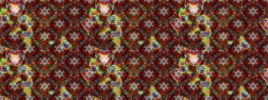 Kahverengi renkler ve parlak çiçekler üzerine soyut çizim deseni. Çiçeksel elementlerle süslenmiş zarif raster dokusu. Küçük çiçekte şirin bir çiçek deseni var..