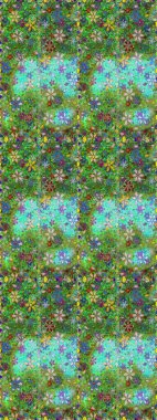 Çiçekler yeşil ve maviye. Raster hisseleri. Suluboya, elle çizilmiş. Kusursuz arkaplan deseni.