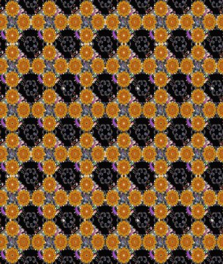 Raster illüstrasyonu. Şirin çiçekli eskiz deseni ve siyah renkli yapraklar, suluboya çiçek deseni, duvar kağıdı, kart veya kumaş için fayanslı.