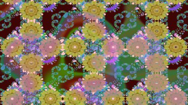 Raster illüstrasyonu. Çizim kalıbı. Organik motif arka planı. Ultraviyole kumaş deseni.