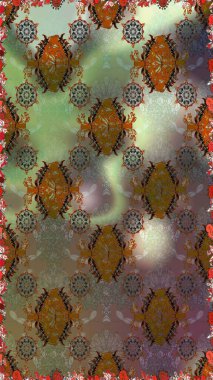 Çiçeksel fantezi tasarımı, parlak bir arka planda, kusursuz bir desen. Renkli Bahar Temalı Kusursuz Arkaplan. Düz Çiçek Elementleri Tasarımı.