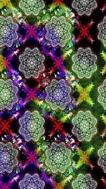 3D çiçekler, eskiz. Raster illüstrasyonu. Siyah renklerde.